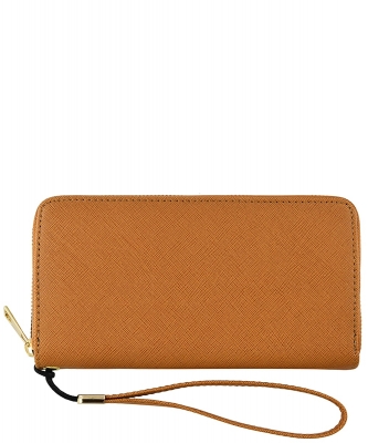 Saffiano Zip Around Wallet Wristlet SA020 TAN